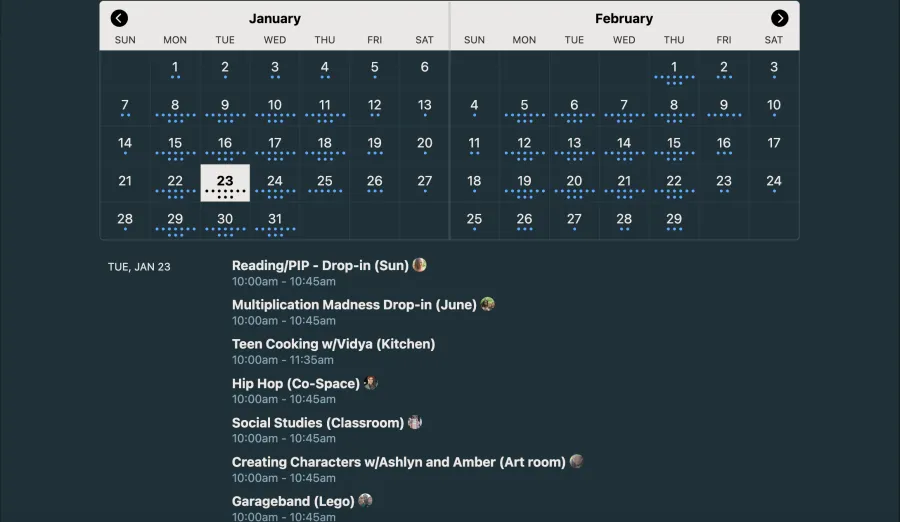 A digital list of daily offerings